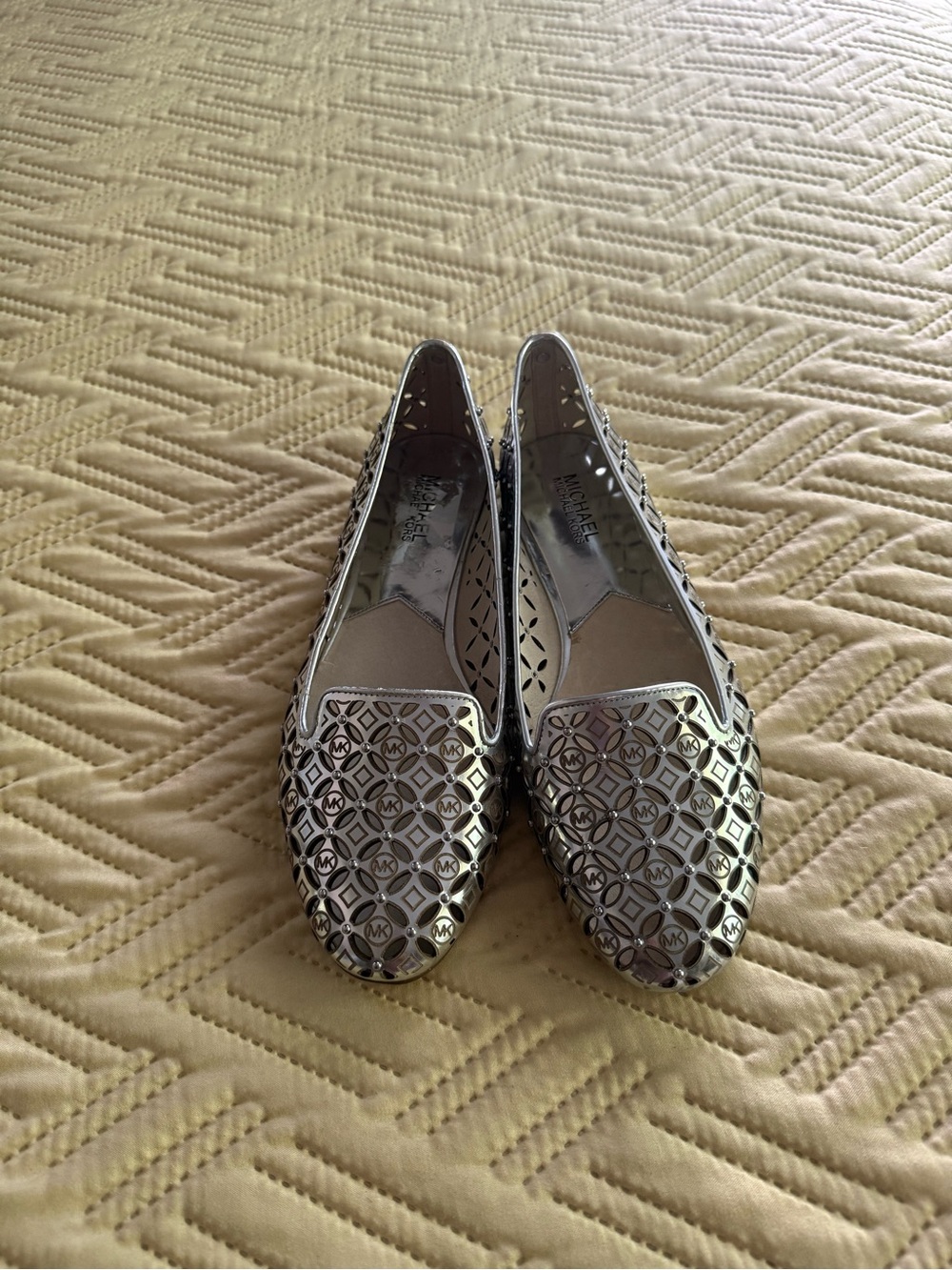 Michael Kors Silver Gabriella Metallic Ballet Flats